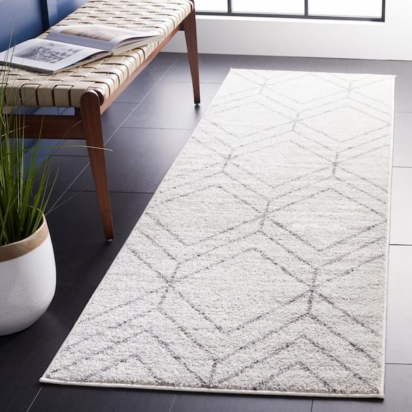 Adirondack Light Gray/Dark Gray 3 ft. x 12 ft. Diamond Runner Rug