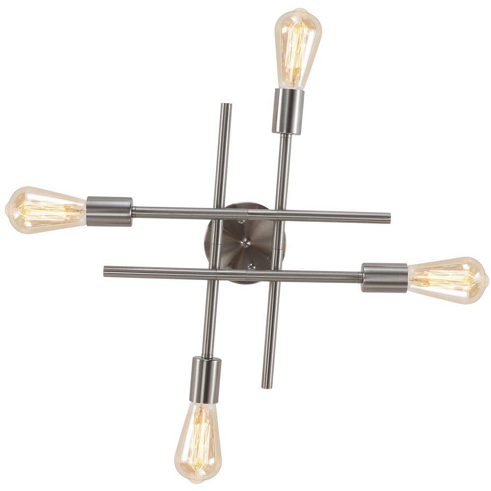 18.5 in. 4-Light Nickel Modern Sputnik Semi Flush Mount Ceiling Light Fixture Industrial Chandelier for Bedroom price history on PriceWatchPro