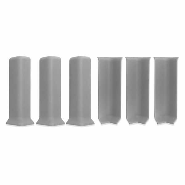 Corner Blocks 4 Inch Height Self Adhesive Inside Outside Corners for Cove Base Rubber Moulding Trim Perfect Match Gray