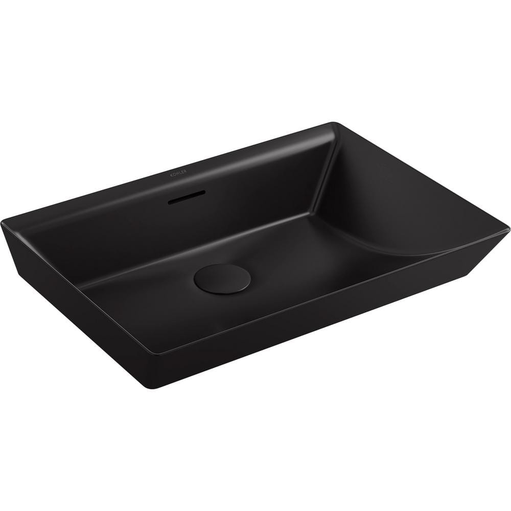 KOHLER Brazn Vitreous China Rectangular Vessel Sink in Honed Black