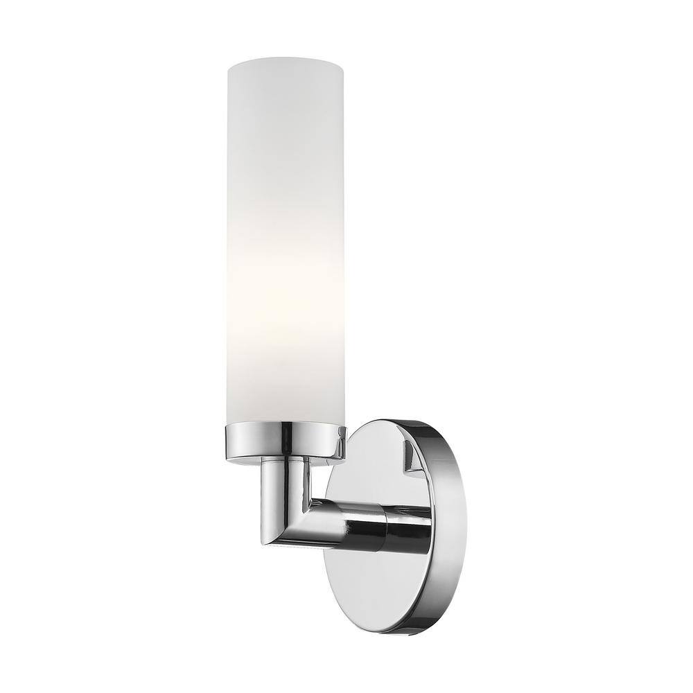 Aero Polished Chrome Direct Wired 1-Light Sconce with Satin Opal Glass