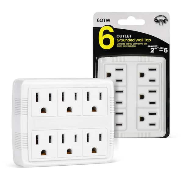 15 Amp 6-Outlet Grounded AC/DC Adapter Wall Tap, White