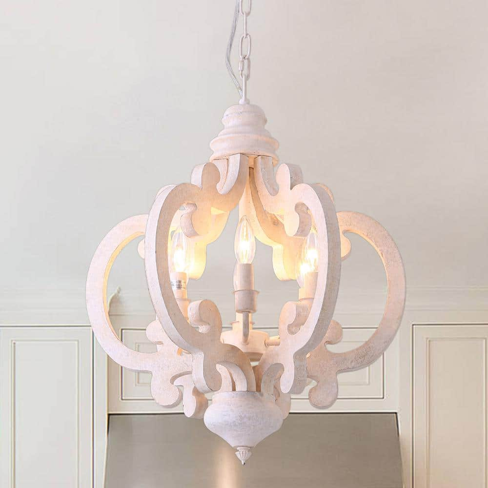 Bella Depot 24 in. French Country 6-Light White Crown Chandelier ...