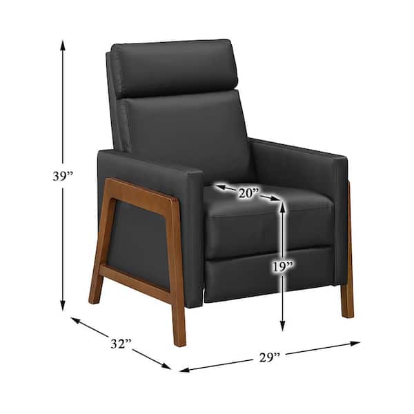 Lazzara Vera Black Faux Leather Manual Push Back Recliner 8489BLK