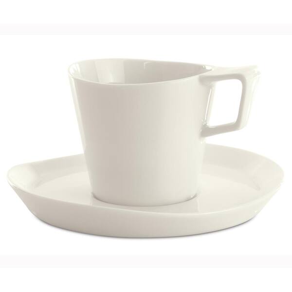 BergHOFF Eclipse 8 oz. White Porcelain Tea Cup and Saucer (Set of 2)