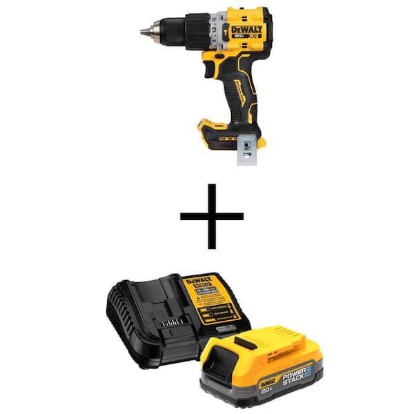 DEWALT 20V Compact Cordless 1/2 in. Hammer Drill and 20V MAX POWERSTACK Compact Battery Starter Kit