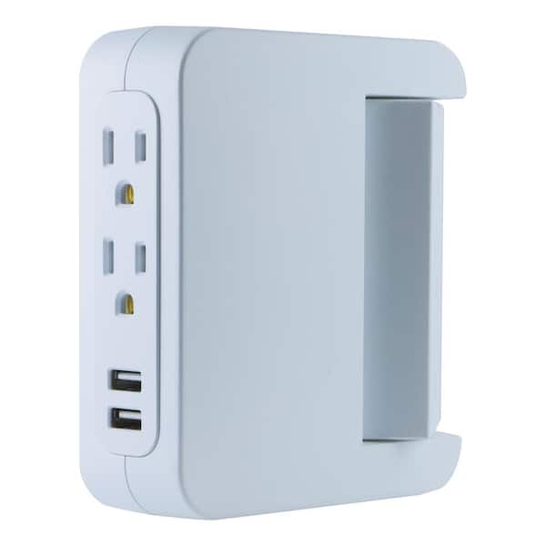GE 5-Outlet 2 USB Swivel Side-Access Surge Protector Tap