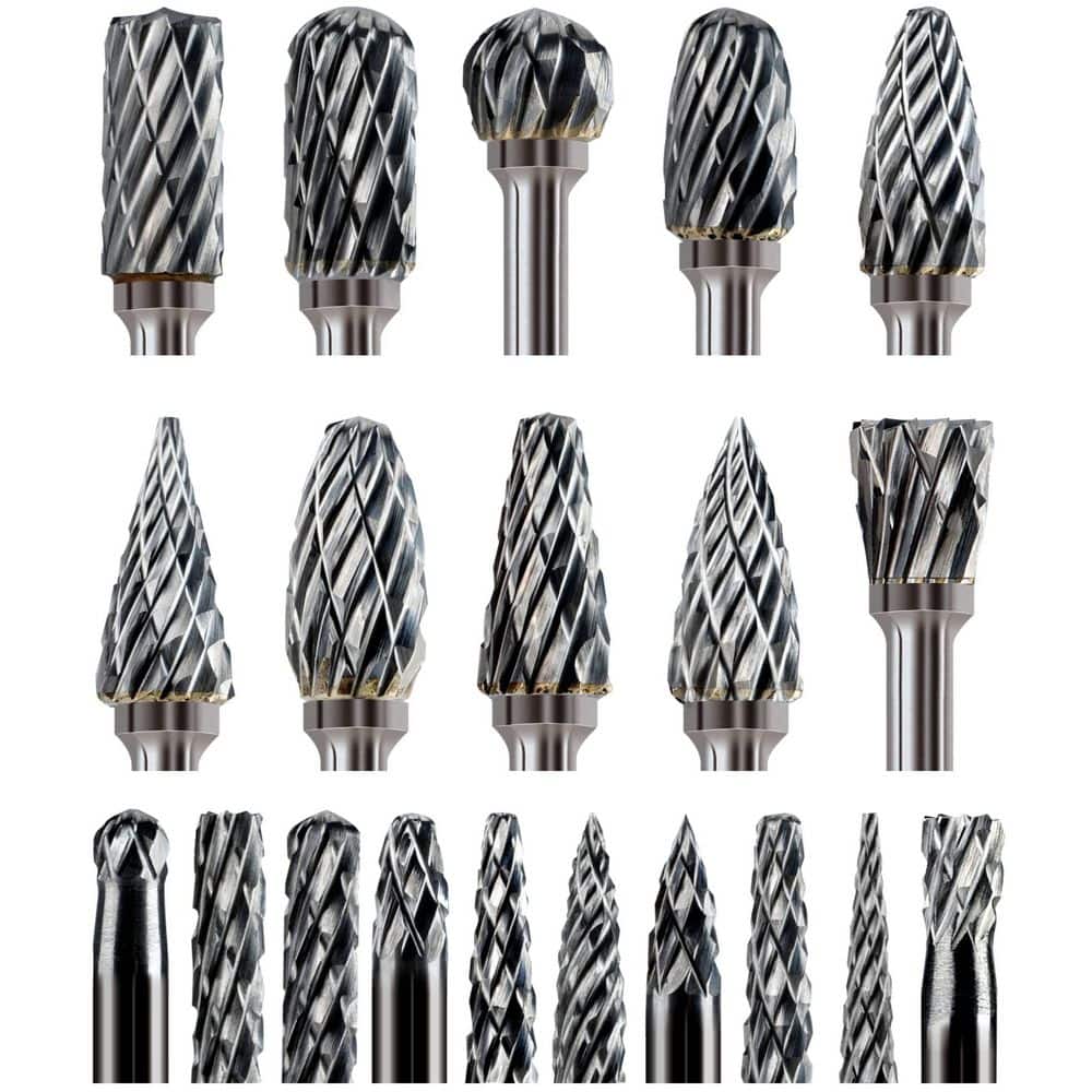 20 pcs Tungsten Carbide Burr Bits Set Double Cut 1/8 Inch Shank for Metal Grinding Carving Cutting Wood Stone Steel price history on PriceWatchPro