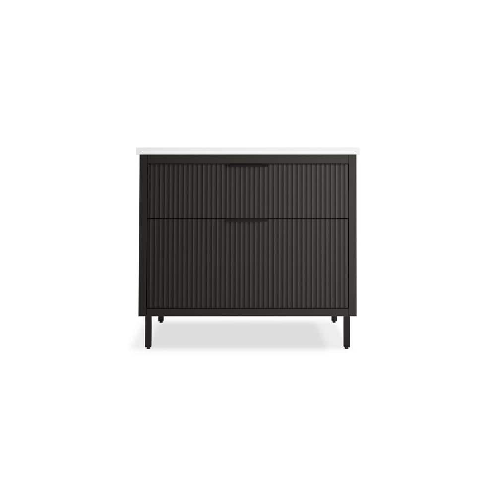 Spacity 36" Dark Steel Wall-Hung Vanity with Quartz Top
