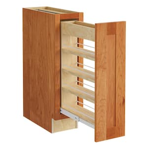 Newport 9 in. W x 24 in. D x 34.5 in. H Assembled Plywood Pull Out Pantry Kitchen Cabinet in Cinnamon with Soft Close