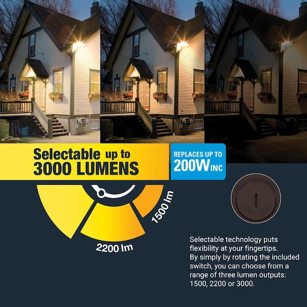 HALO TGS 27-Watt Equivalent, 3000 Lumens Bronze, Dusk to Dawn