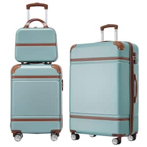 Green Lightweight 3-Piece Expandable ABS Hardshell Spinner 20" + 24" Luggage Set with Cosmetic Case, 3-Digit TSA Lock