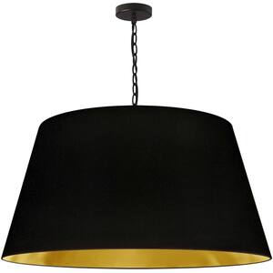Brynn 1-Light Black LED Pendant with Black and Gold Fabric Shade