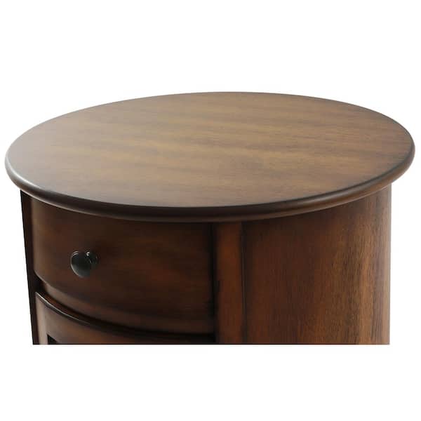 Decor Therapy Keaton Honeynut Brown, Round Drum Table With Storage