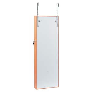 Orange Lockable Storage Mirror Cabinet with LED Lights Can Be Hung On The Door Or Wall