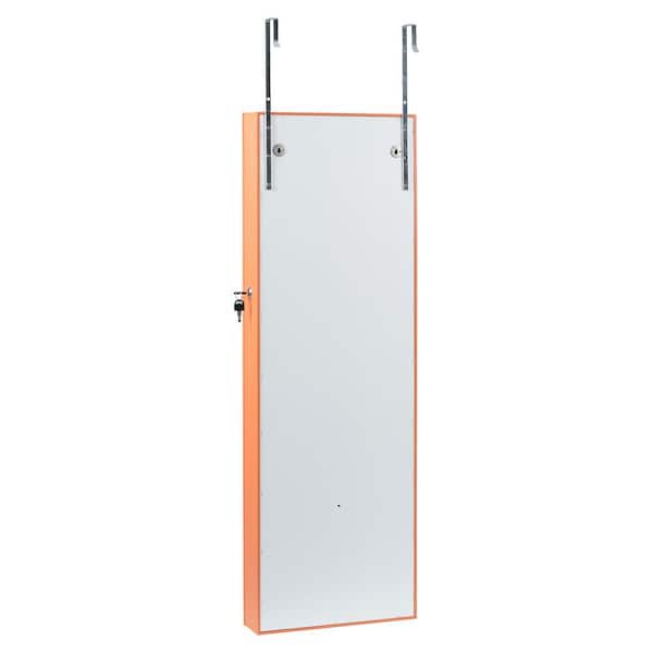 Unbranded Orange Lockable Storage Mirror Cabinet with LED Lights Can Be Hung On The Door Or Wall
