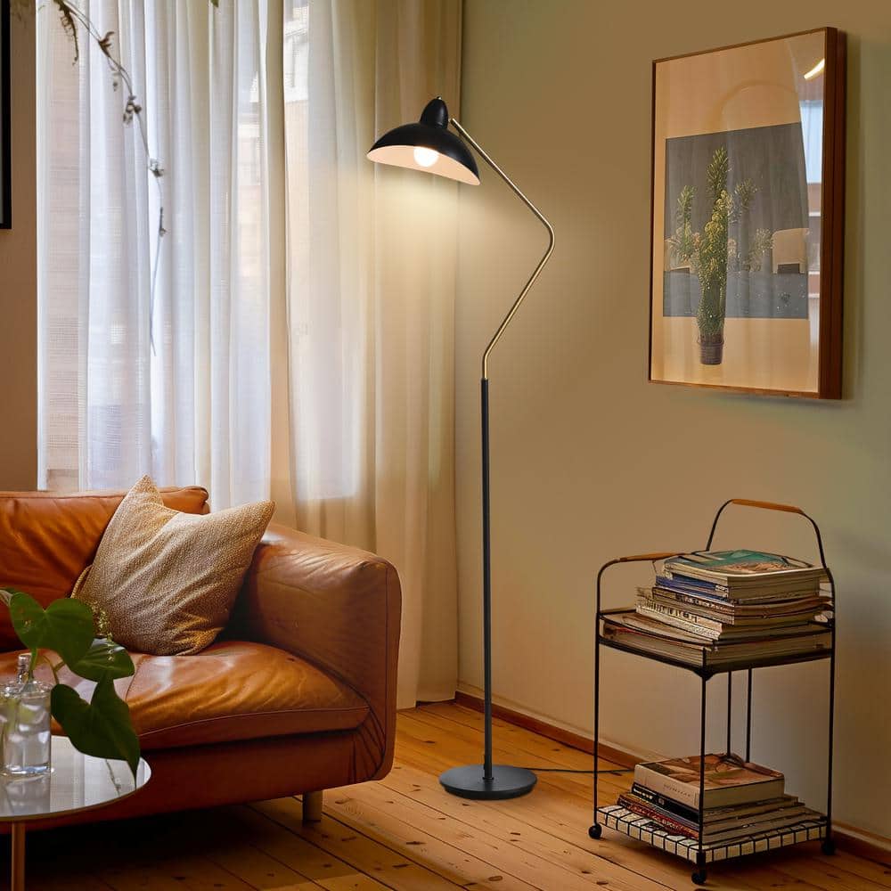 Arcadian Swoop Adjustable Black LED Floor Lamp for Kids