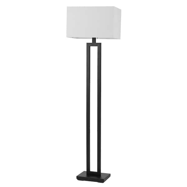 Globe Electric D'Alessio 58 in. Matte Black Floor Lamp with White Linen Shade