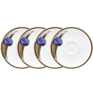 Alluring Fields 6.25 in. (White) Porcelain Saucers, (Set of 4)