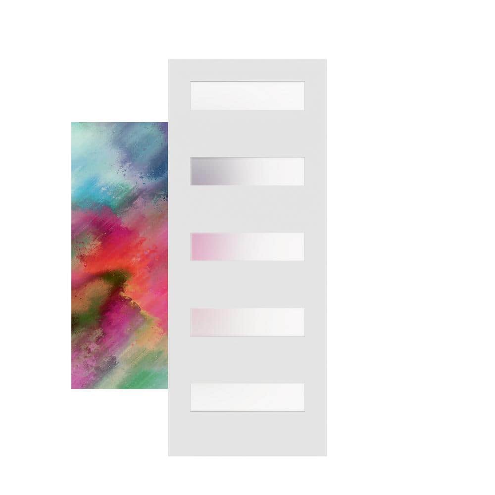 30'' x 80'' White Primed 5 Lite Satin Etched Glass Interior Door