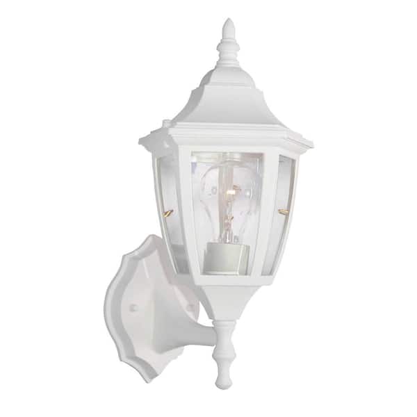 Waterbury White 1-Light Outdoor Line Voltage Hardwired Porch Light Wall Sconce with No Bulb Included