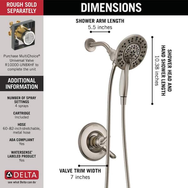 Delta Faucet Linden 17 Series Dual-Function Tub and Shower Trim Kit with  2-Spray In2ition 2-in-1 Hand Held Shower Head with Hose, Chrome T17494-I  (Val 浴室、浴槽、洗面所