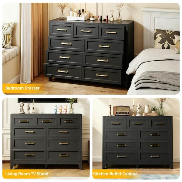 tall metal dresser Harmon 8-Drawer Tall Dresser, Black