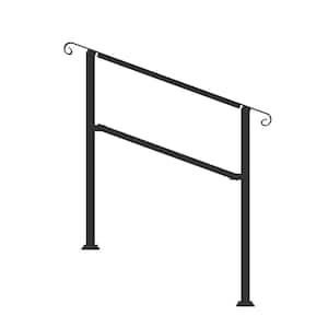 36 in. H x 40.2 in. W Black Iron Stair Railing Kit Handrails Adjustable Exterior Stair for Outdoor Steps Fit 2 or 3 Step