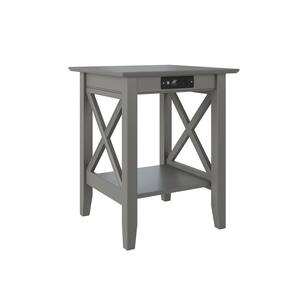 24 in. Rectangular Gray Laptop Desk with Solid Wood Material