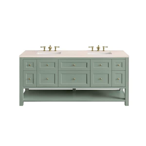 James Martin Vanities Breckenridge 72.0 in. W x 23.5 in. D x 34.2 in. H Bathroom Vanity in Smokey Celadon with Eternal Marfil Quartz Top