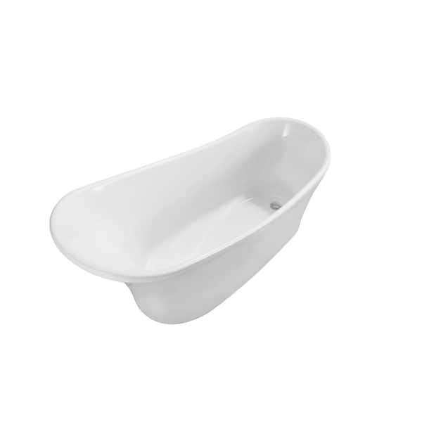 Streamline 67 in. Acrylic Flatbottom Non-Whirlpool Bathtub in Glossy White with Polished Chrome Drain