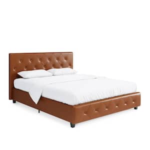 Dean 58 in. W Camel Faux Leather Upholstered Full Bed