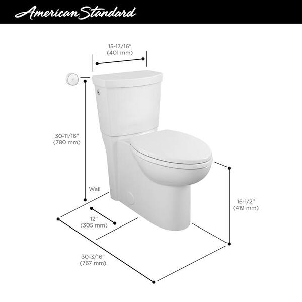 White American Standard 2795119.020 Studio Activate Touchless Right Height Round Front Concealed Trapway 1.28 GPF Toilet 2 Piece 