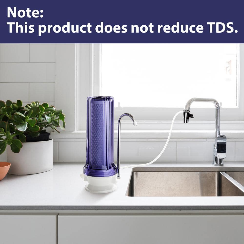 Clear Compact Countertop Water Filtration System with Carbon Filter