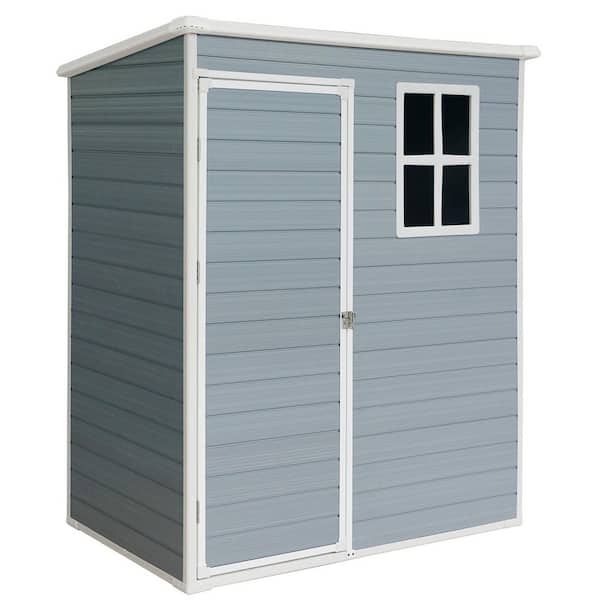 Outdoor Storage Shed 3 ft. W x 5 ft. D Resin Shed with Floor and Window Gray (15 sq. ft. )