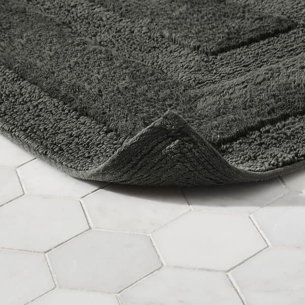 Cotton Machine Washable Textured Border Bath Mat