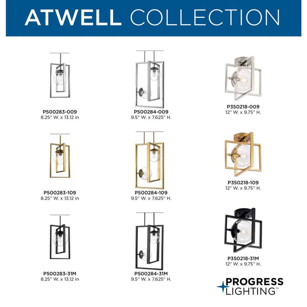 Atwell 10" Modern Brushed Bronze Clear Globe Semi-Flush Mount Light
