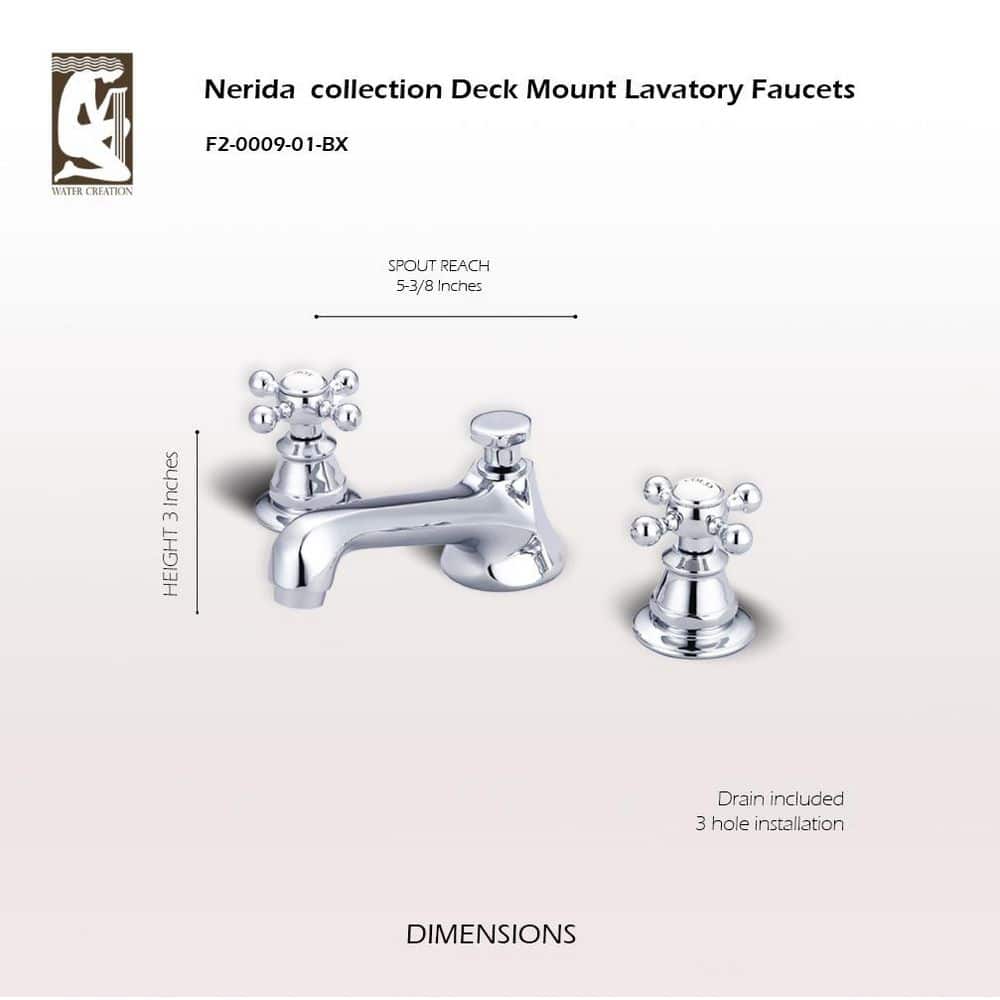 Classic Widespread Chrome Lavatory Faucet with Porcelain Labels