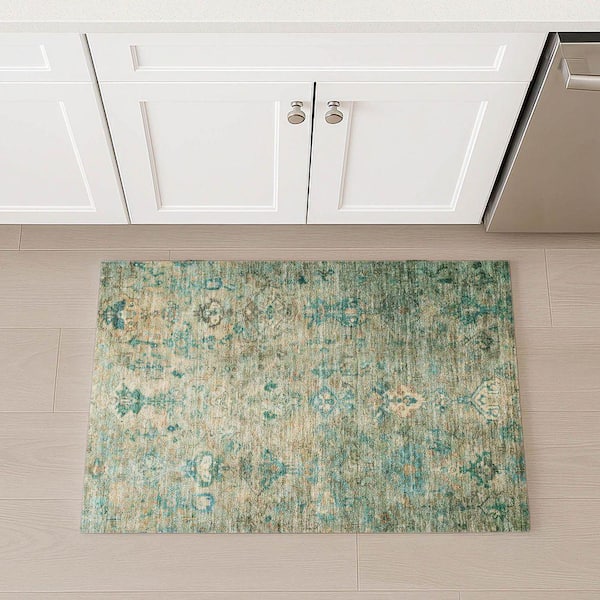 Chantille Machine Washable Indoor/Outdoor Abstract ACN2320 Teal 2 ft. x 3 ft. Accent Rug