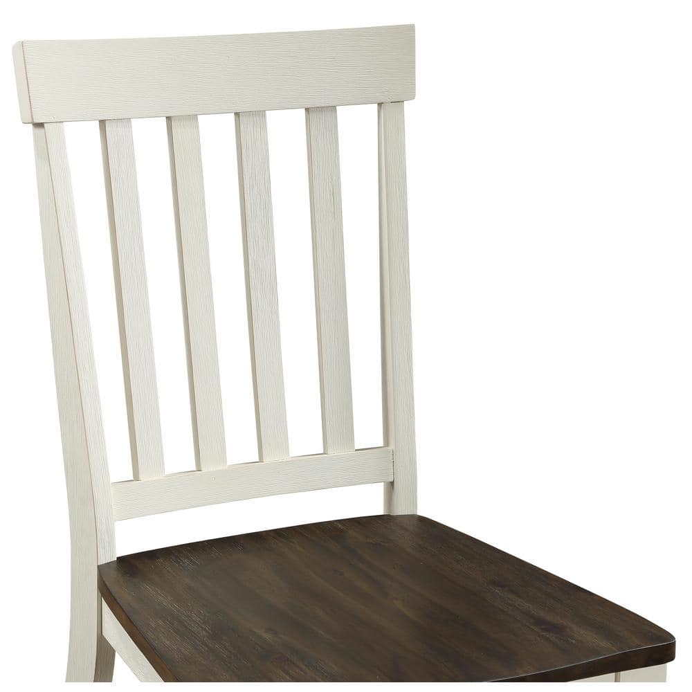 White and Mocha High Back Wood Side Chair Set