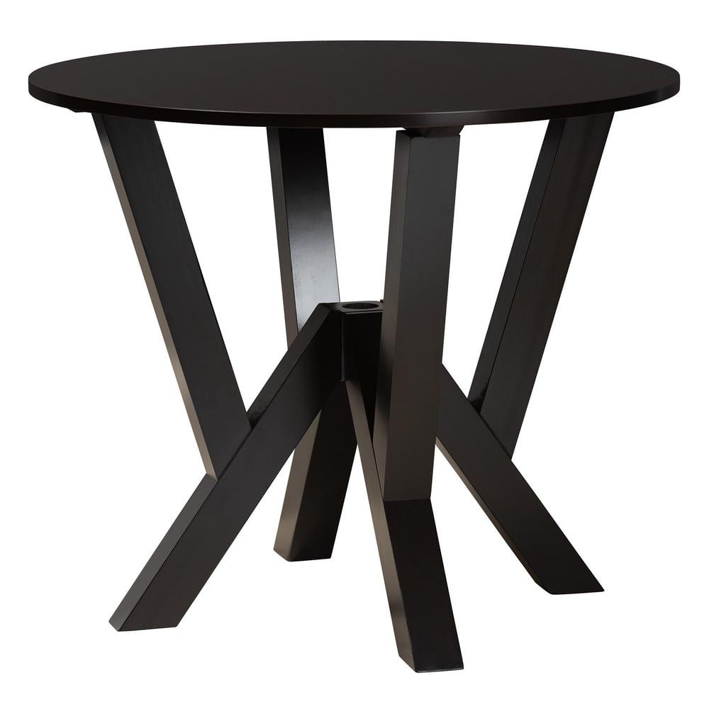 Mari Modern Beige Fabric and Dark Brown Wood 5-Piece Dining Set