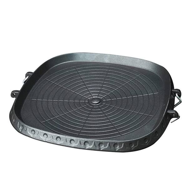 11.8 in. Square 6-Layer Nonstick Korean BBQ Stovetop Grill Pan with Bottom Oil Drain Design in Black