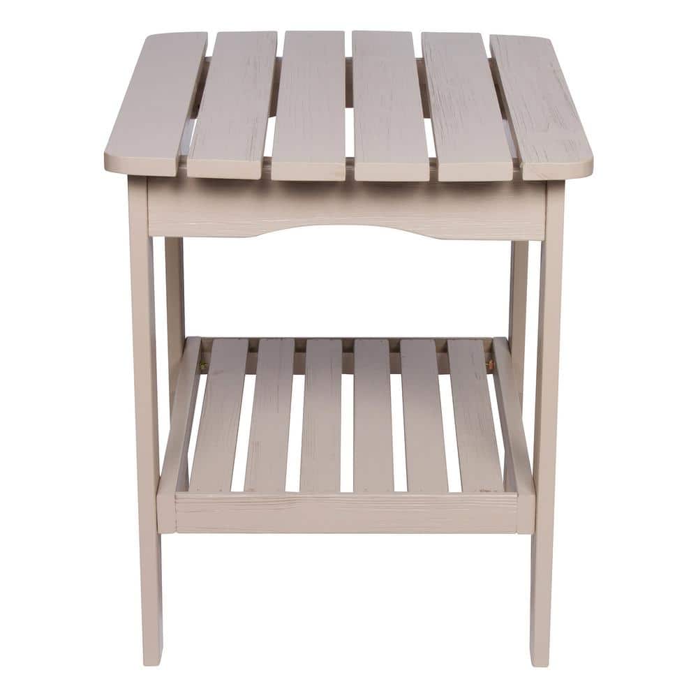 Cedarwood Rectangular Side Table with Stone Finish, 24"x22"