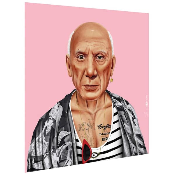 Empire Art Direct "Hip Pablo Picasso" Multi-color Free Floating Reverse Unframed Printed Tempered Art Glass Wall Art 24 in. x 24 in.