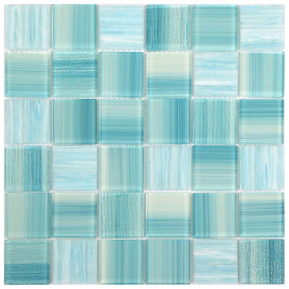Jayla Sea 4 in. x 0.24 in. Polished Glass Wall Mosaic Tile Sample price history on PriceWatchPro