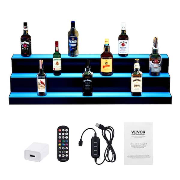VEVOR LED Lighted Liquor-Bottle Display 3 Tiers Illuminated Home