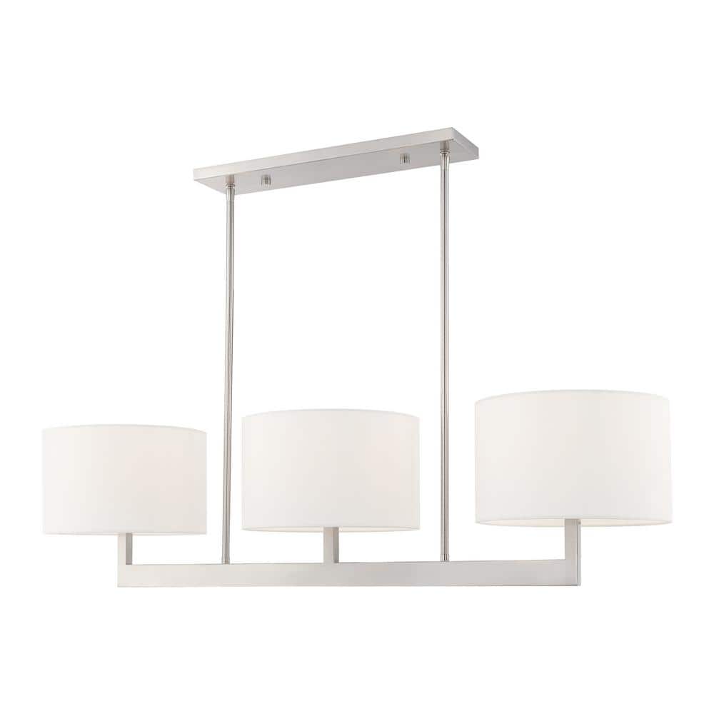 Hayworth Contemporary Brushed Nickel 3-Light Linear Chandelier