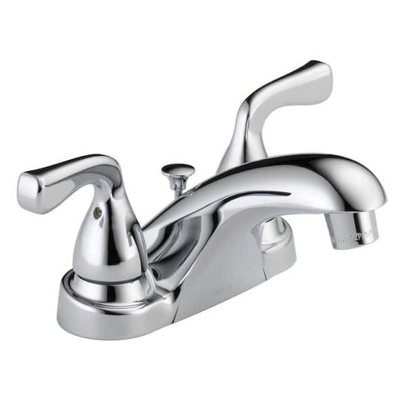 Delta Foundations 4 in. Centerset Double Handle Bathroom Faucet in Polished Chrome