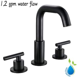 Viki 8 in. Widespread 2-Handle High Arc Bathroom Faucet with 360 Rotation in Matte Black