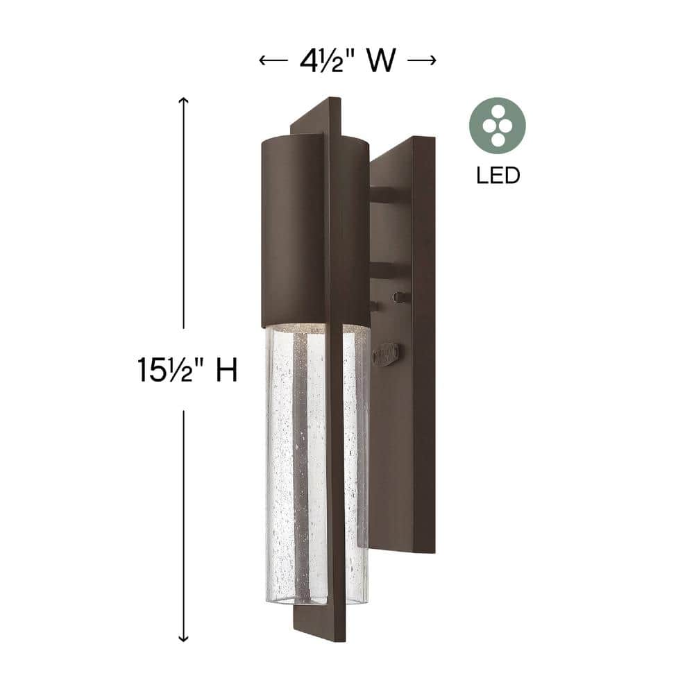 Buckeye Bronze 15.5" Clear Seedy Glass Outdoor LED Wall Sconce